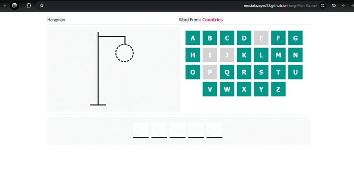 تصميم لعبة Hang Man