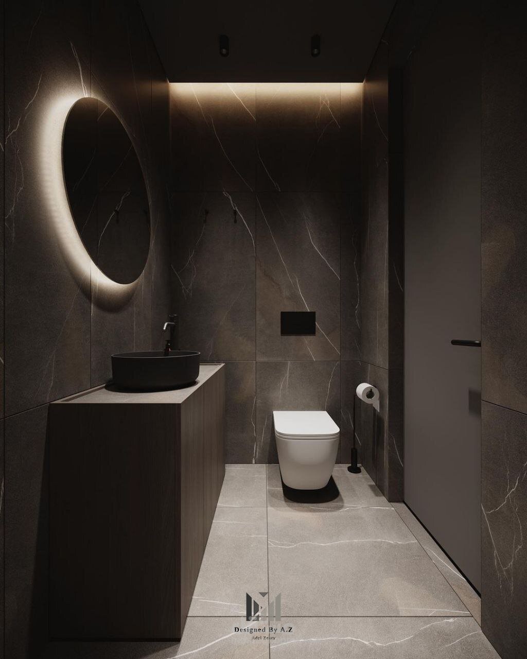 Hyde Park Dark Bathroom تصميم لحمام في كمبوند