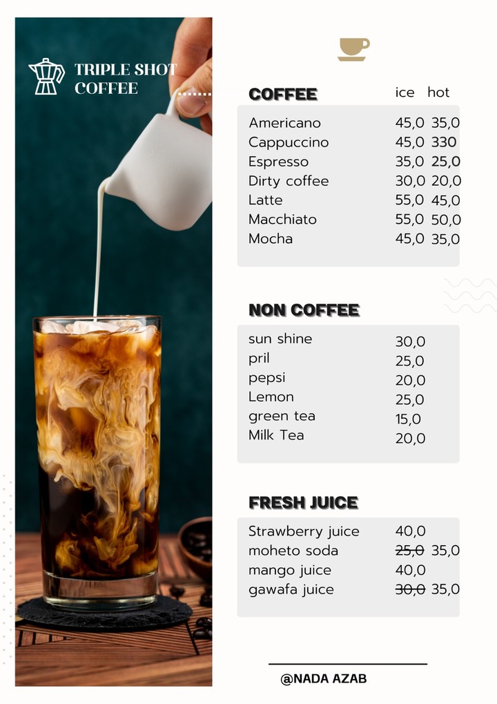 coffee shop menu