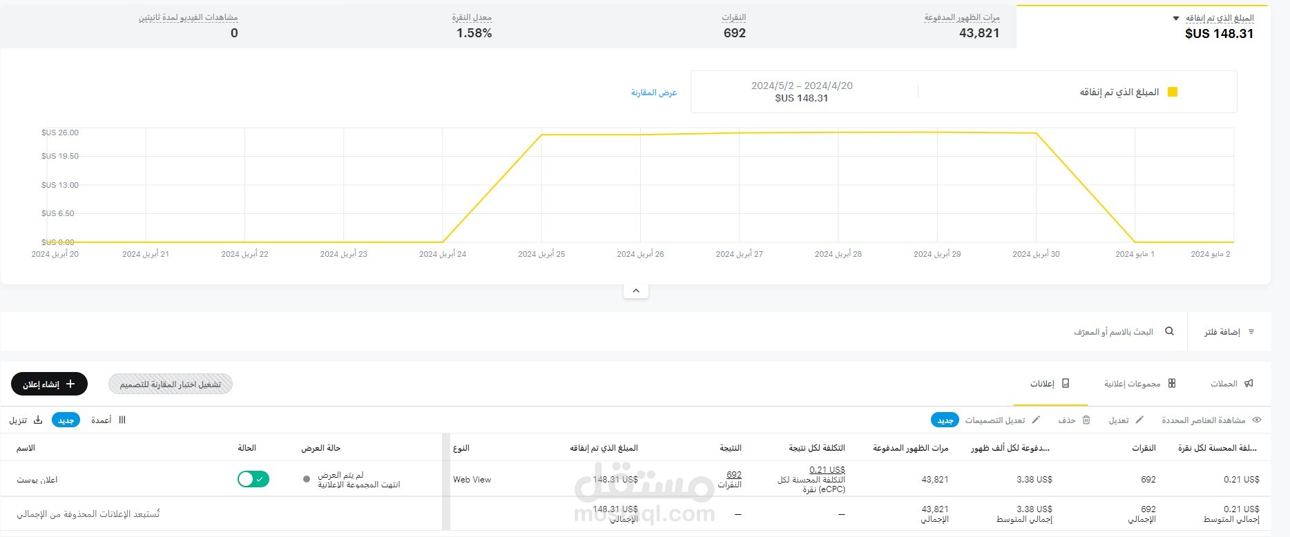 حملة اعلانية علي سناب شات لمتجر سوق عرب