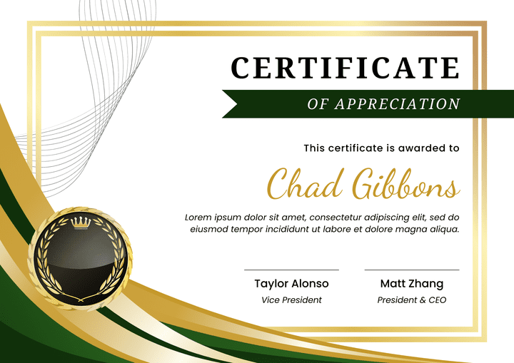 تصميم شهادات تقدير Certificate