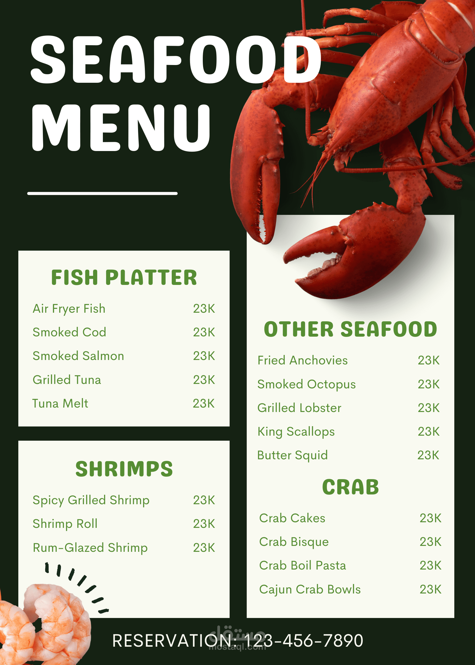 menu for restaurants