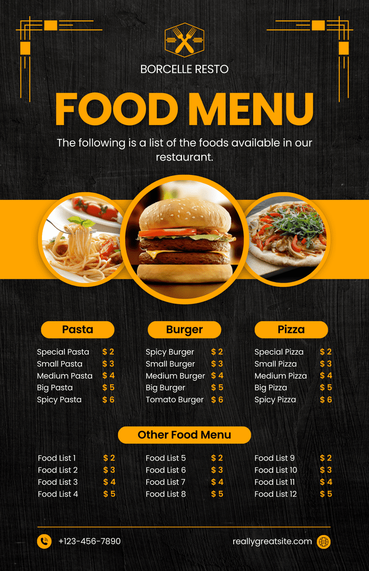 food menu