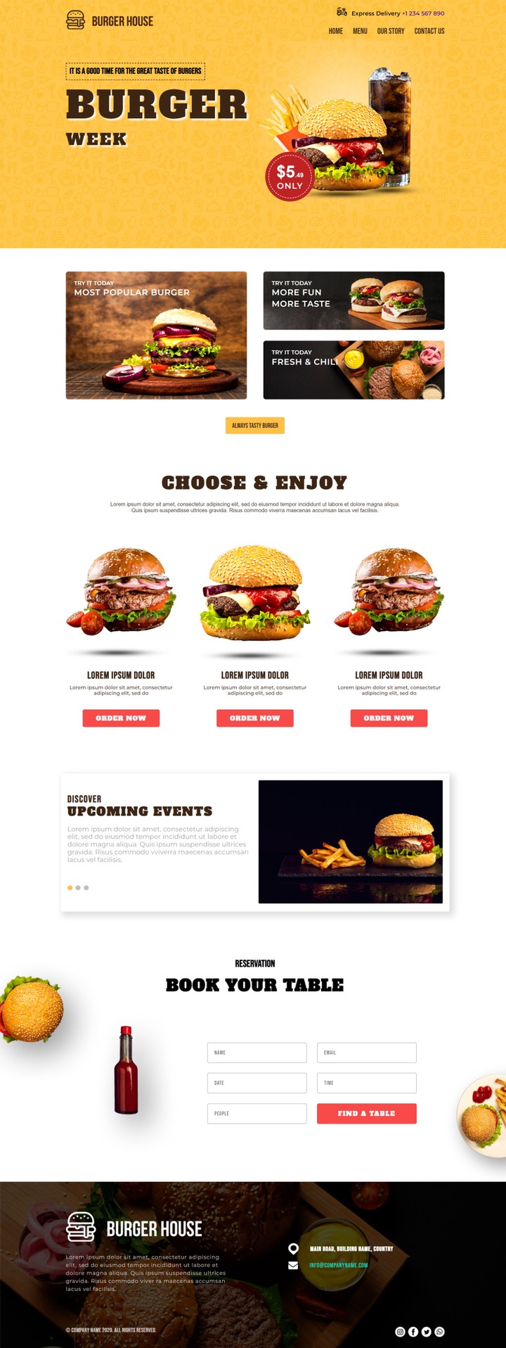 American food landing page