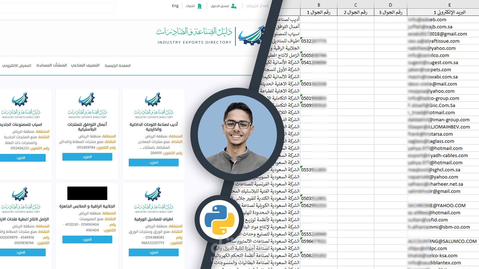 استخراج بيانات الشركات في مدينة الرياض من موقع دليل الصناعة و الصادرات