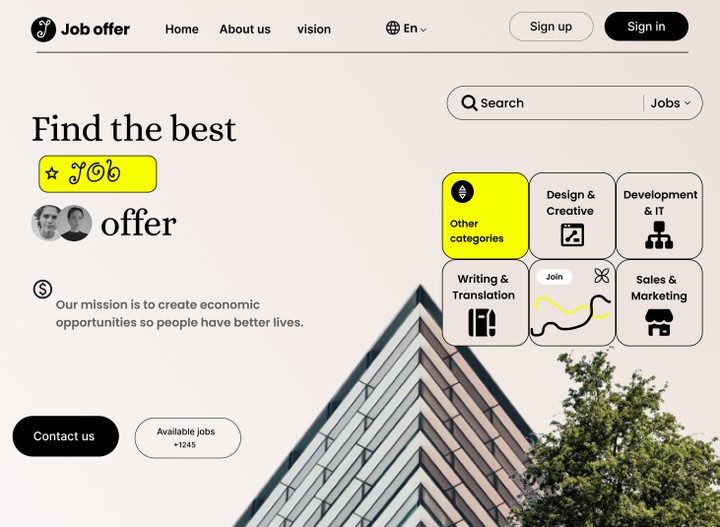 Job offer website (UI)