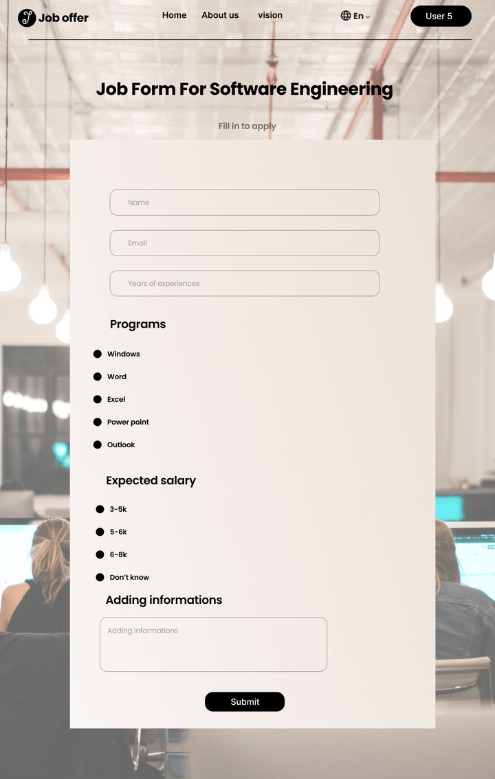 ui design (job form)