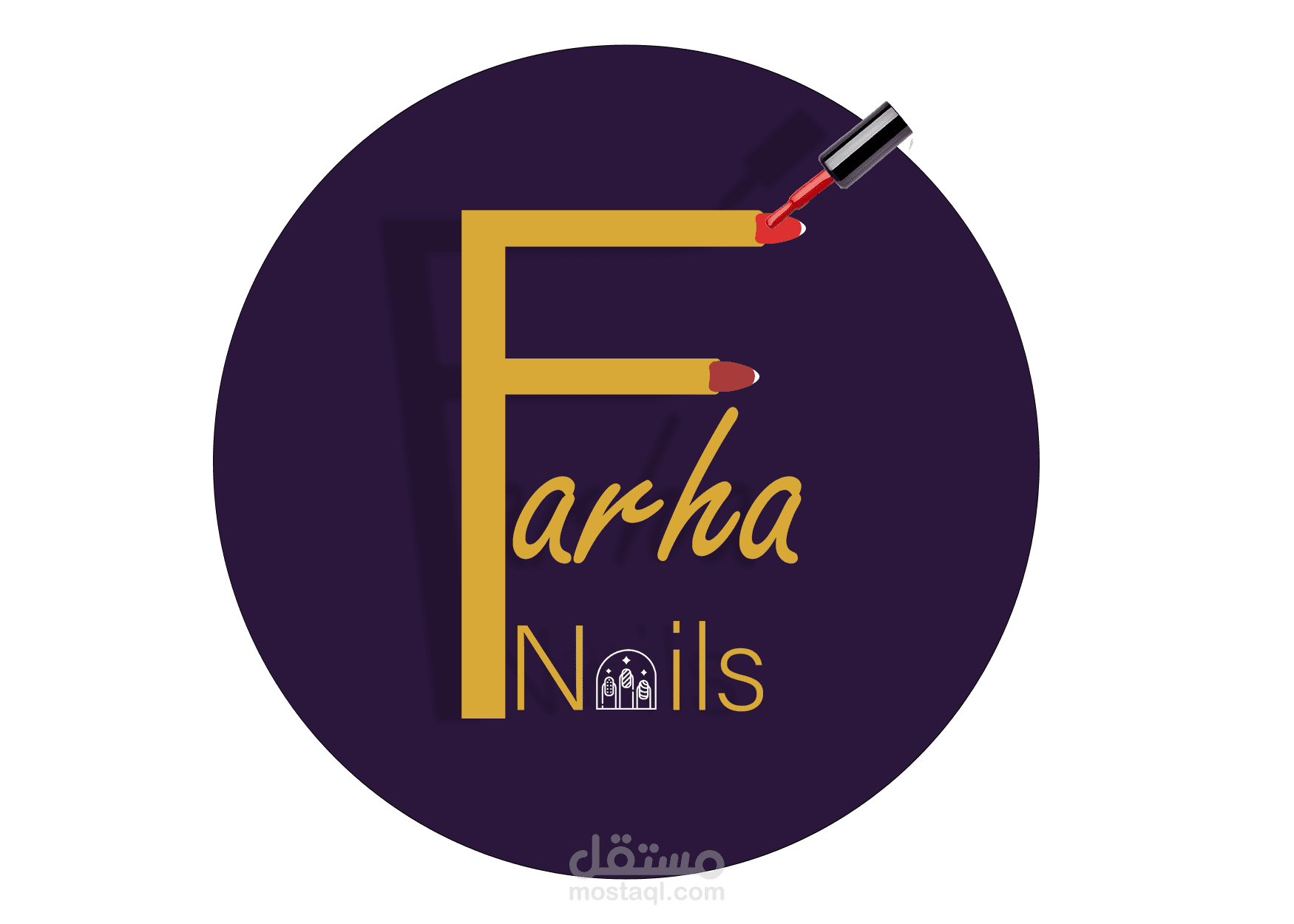 شعار ل عمل الاظافر بأسم farha.