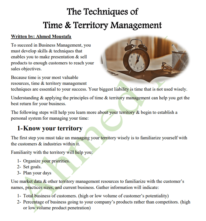 Article: The Techniques of Time & Territory Management