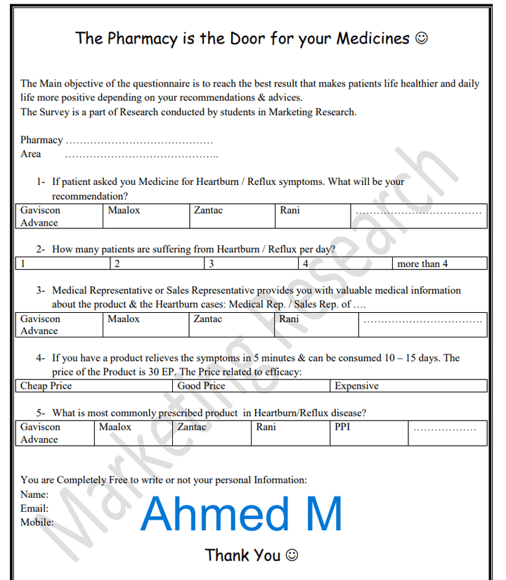 Marketing Research - Questionnaire