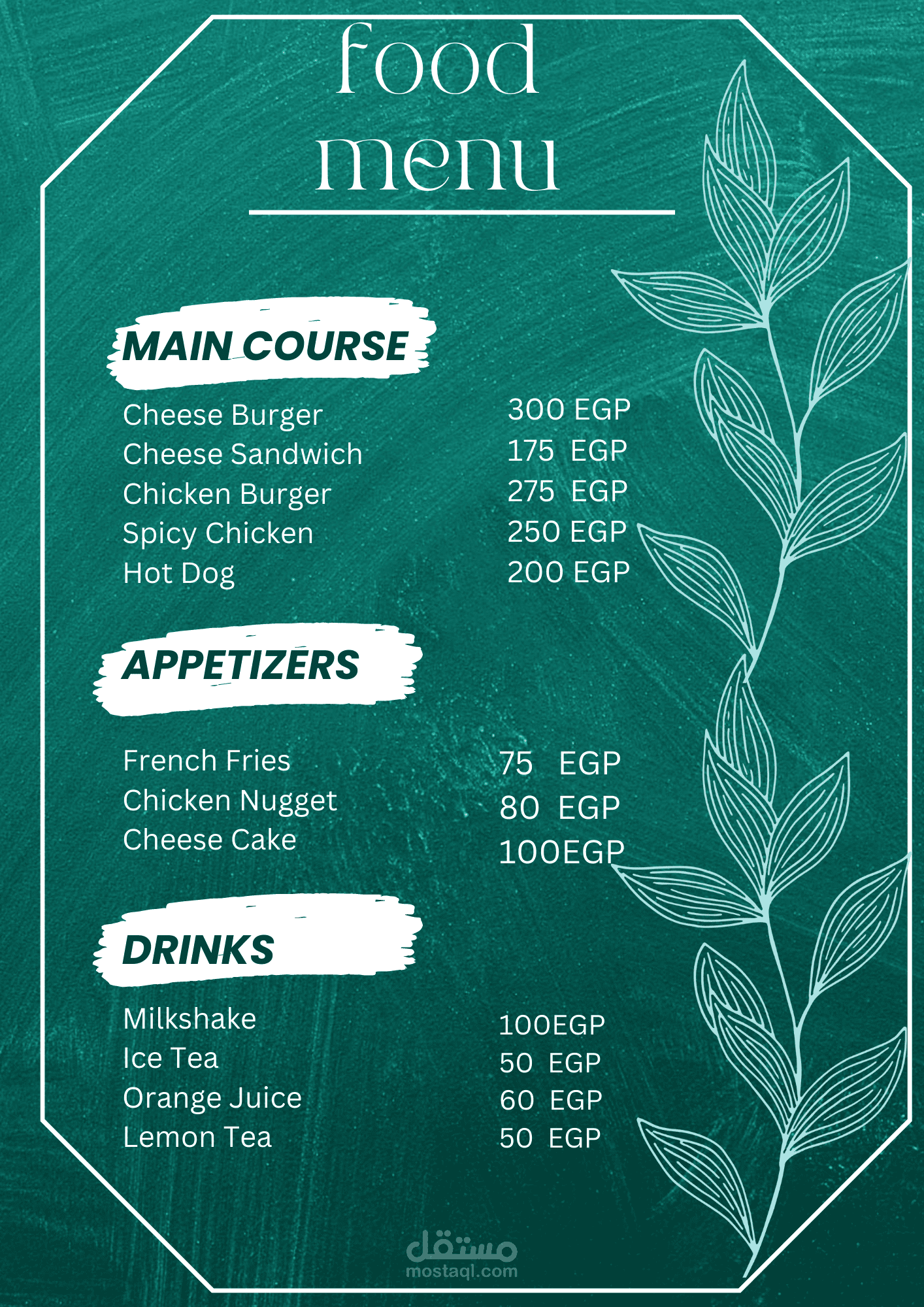 Food menu