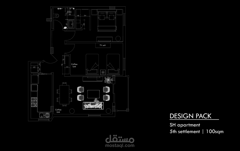 Apartment interior design and project preparations | تصميم داخلي وضبط أعمال وحدة سكنية