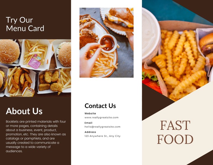 Brown Green Restaurant Food Offer Trifold Brochure