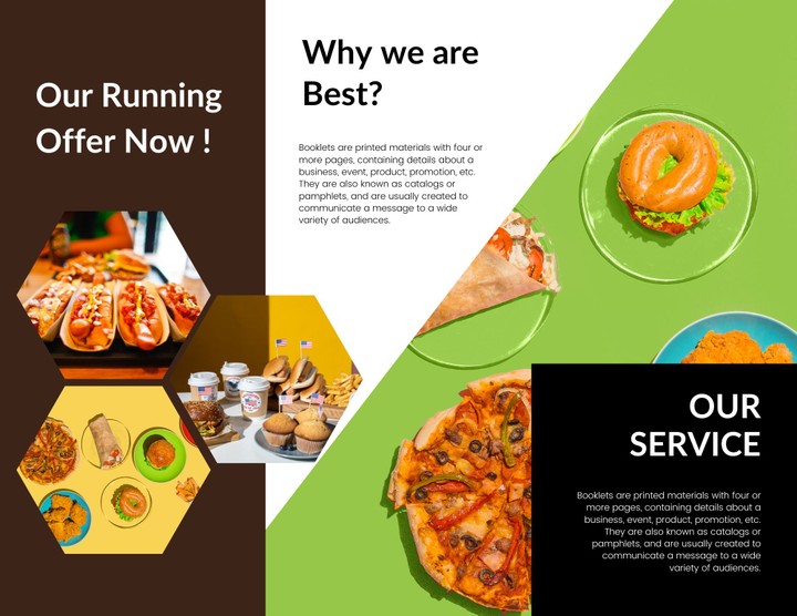 Brown Green Restaurant Food Offer Trifold Brochure