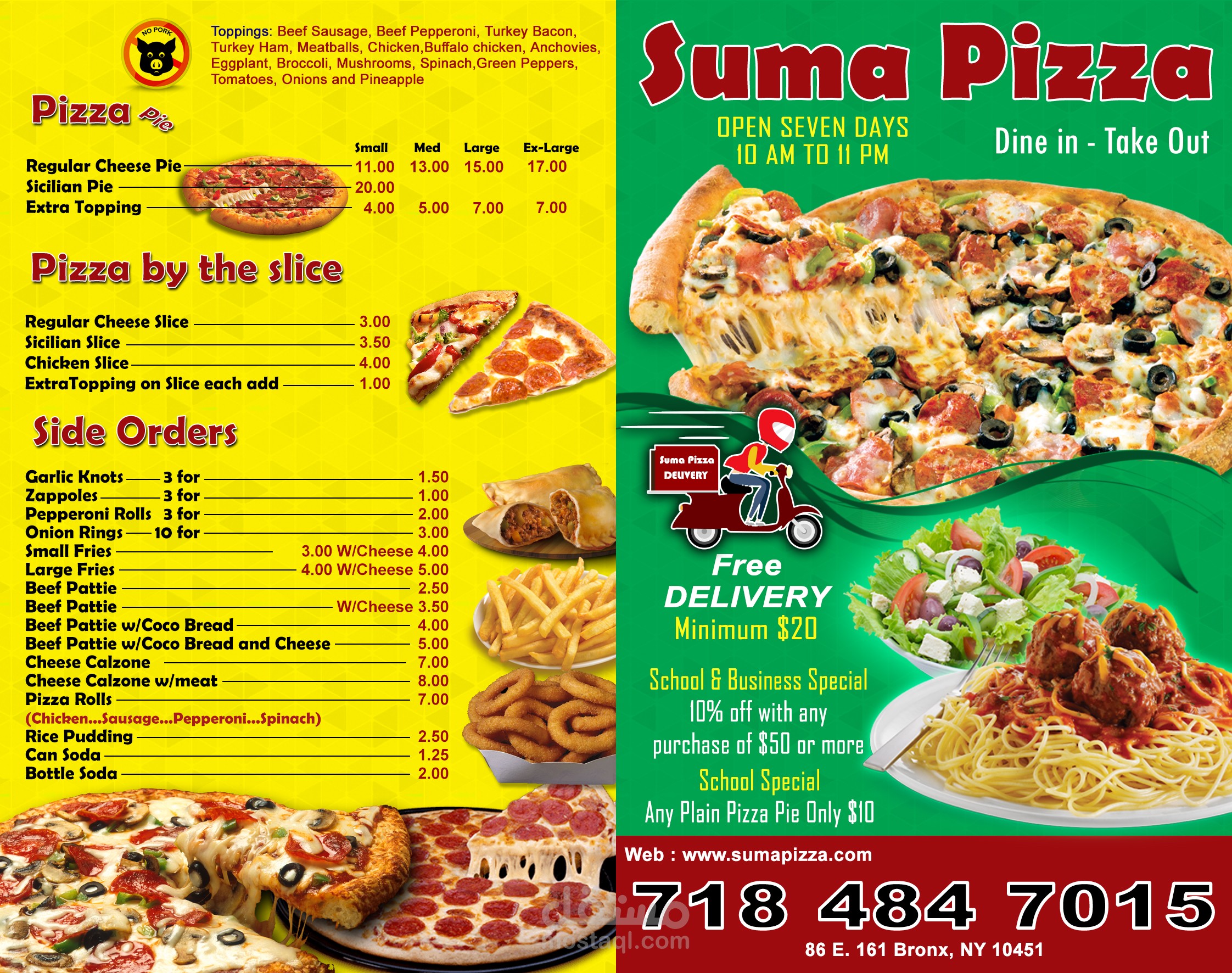 Pizza Menu