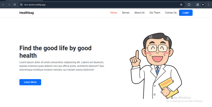 Hospital home page