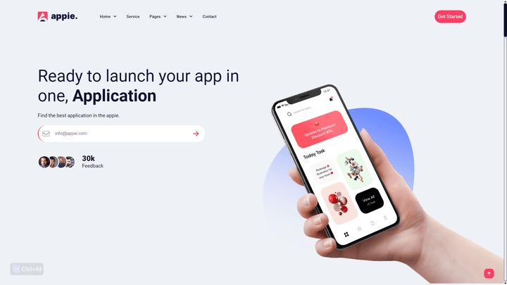 صفحة هبوط لابلكيشن appie landing page