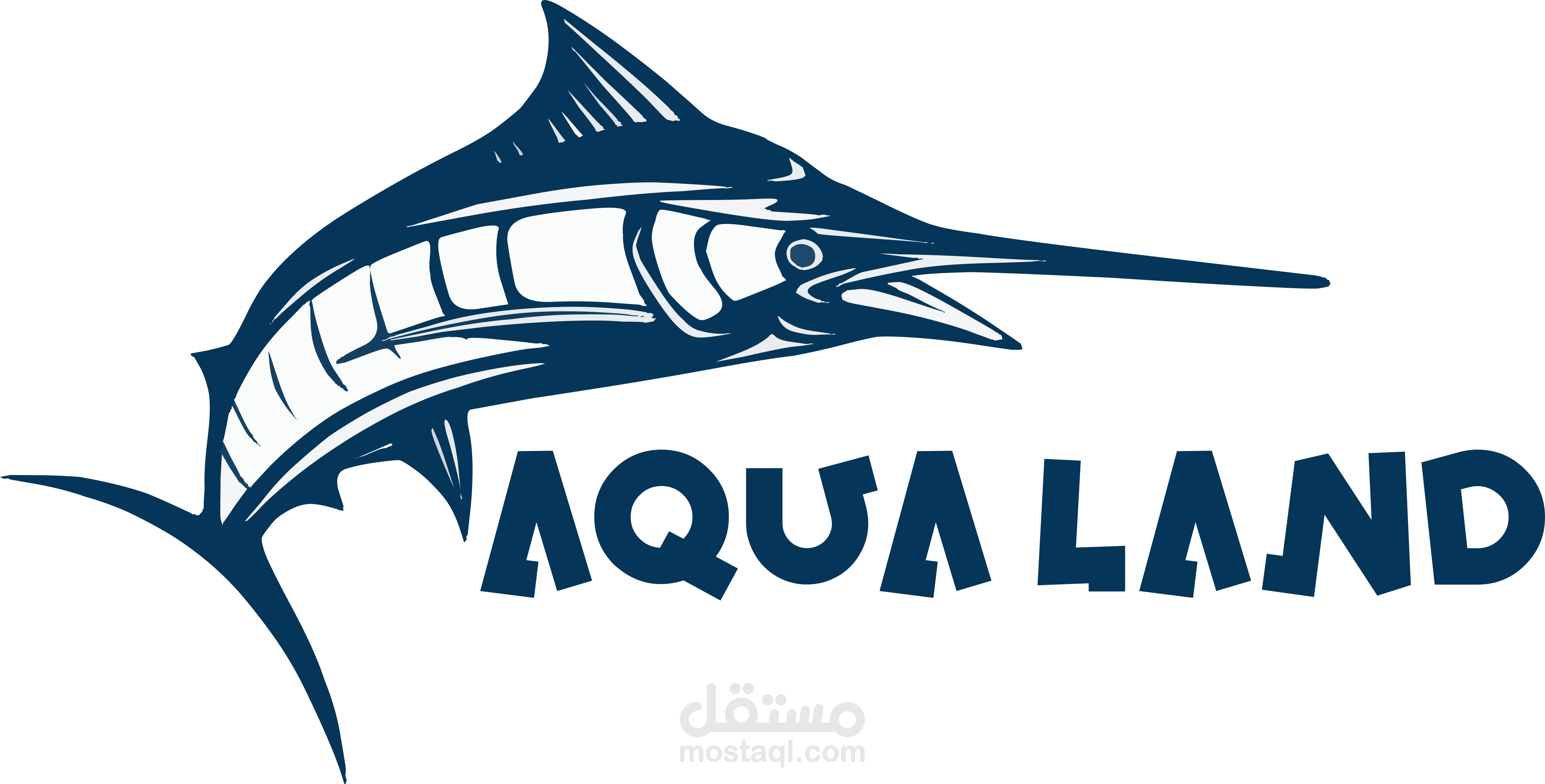 لوجو لمحل اسماك باسم aqua land