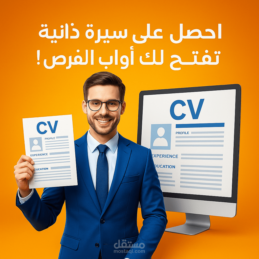 انشاء  سيرة ذاتية (CV) احترافية باللغة العربية أو الإنجليزية