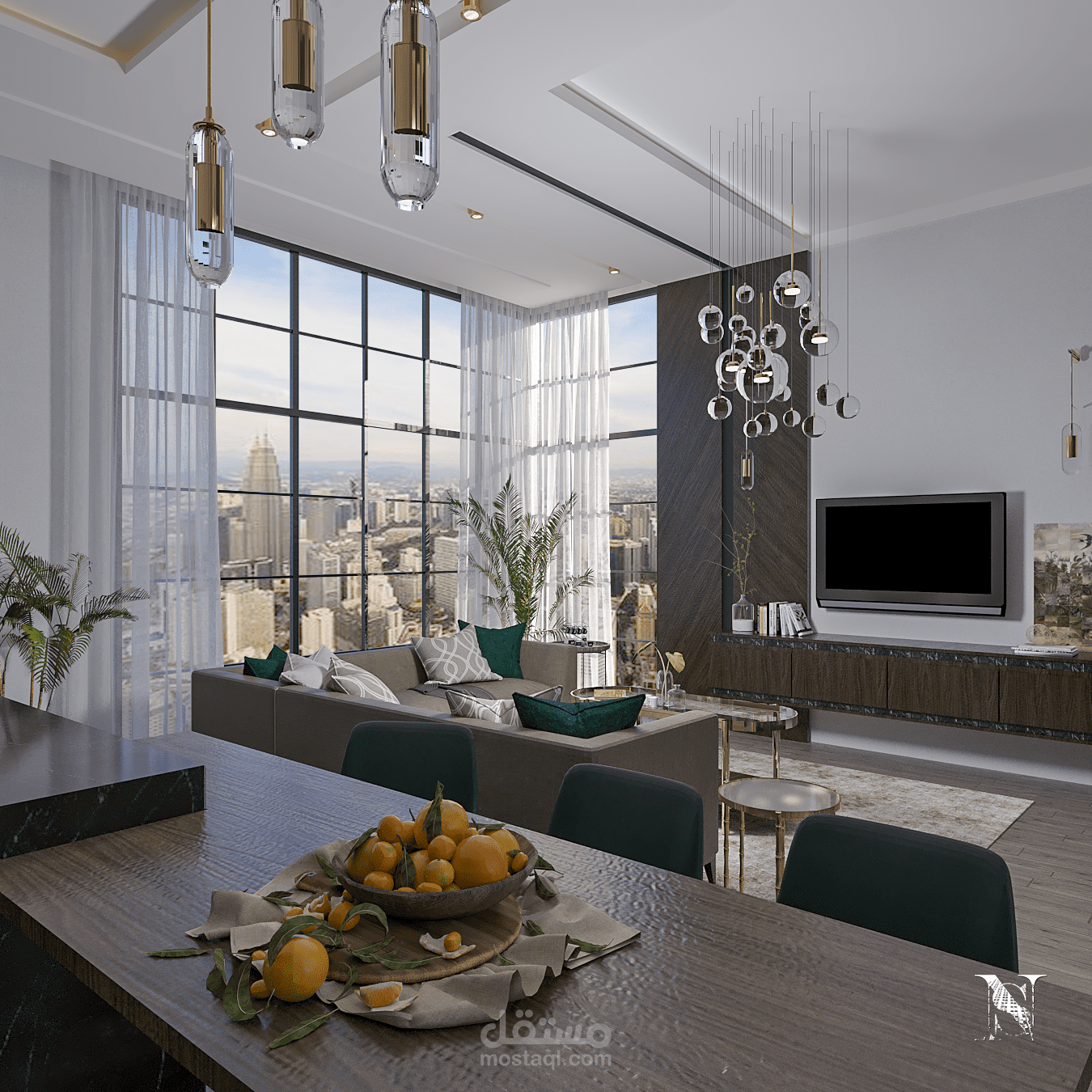 تصميم شقة سكنية على الطراز الحديث الفاخر.