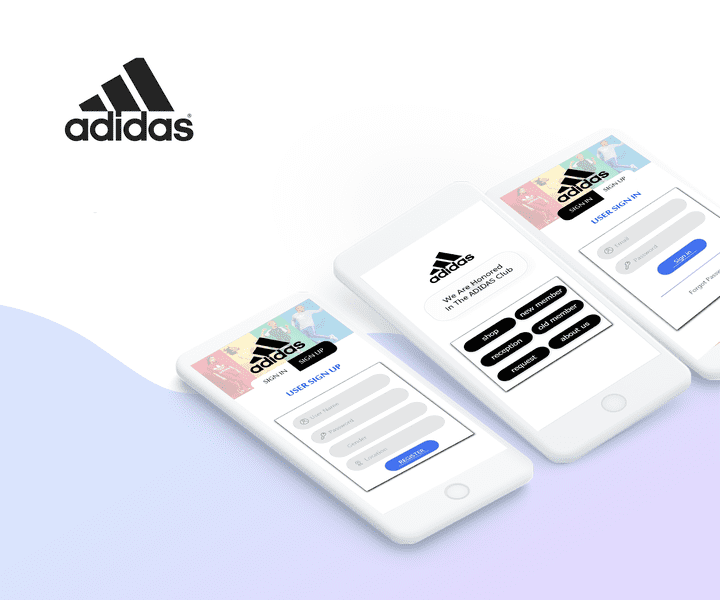 تصميم UI/UX لواجهات (Log In & Sign Up) لتطبيق رياضي تابع لشركة adidas