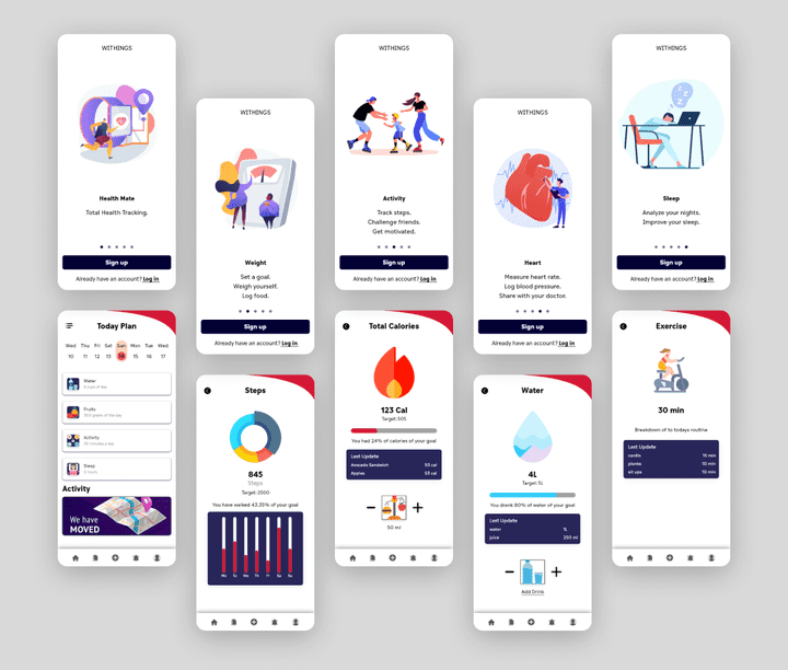 تصميم UI/UX لتطبيق موبايل للصحة العامة