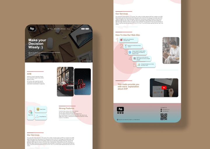 تصميم UI/UX لواجهات موقع (AHP) لاختيار البديل الافضل بين عدة بدائل