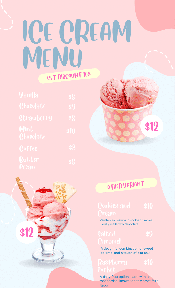 ICE CREAM MENU