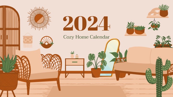 Brown and Beige Cozy Home 2024 Calendar