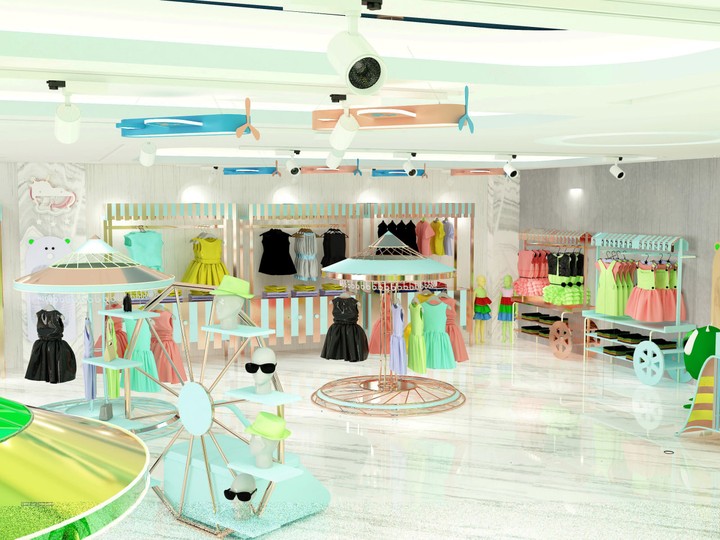 تصميم محل ملابس اطفال kids clothing store design