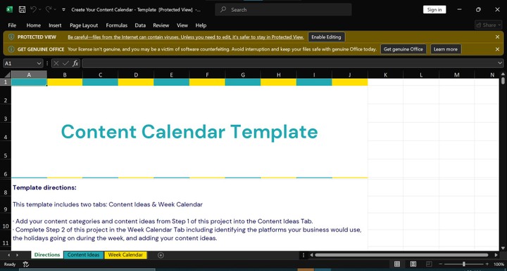 Create Your Content Calendar - Template