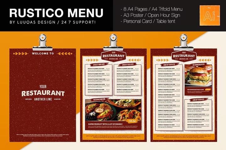 Rustic Food menu