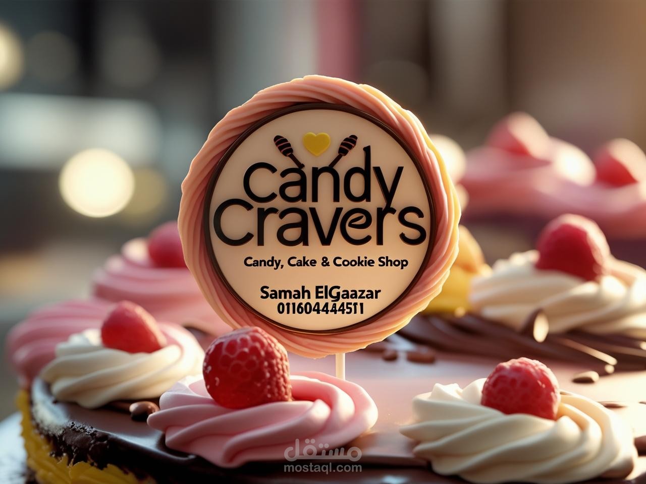 تصميم شعار لمتجر حلويات candy cravers