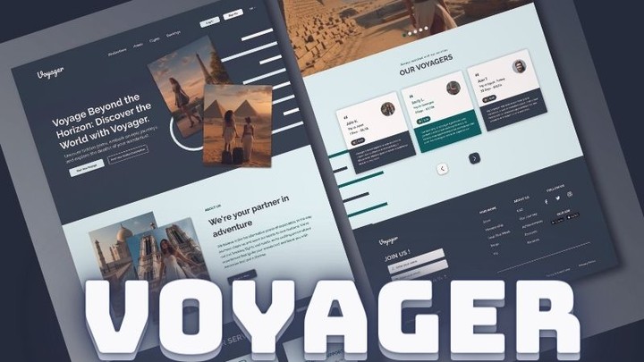 تصميم UI/UX لصفحة هبوط خاص بموقع وكالة سفر | Voyager Travel Agency UI/UX  Landing page