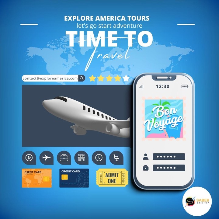 تصميم اعلان لوكالة سياحية Explore America Tours