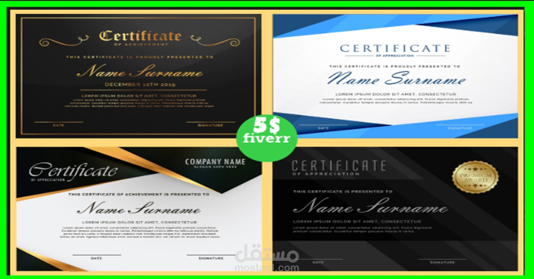 I Will Design Amazing Formal Fast , Custom Certificate Using Photoshop