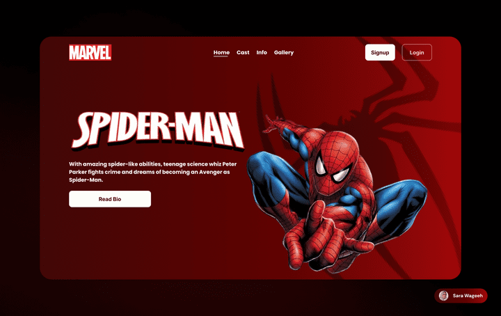 Spider-Man Hero Section Landing Page Design