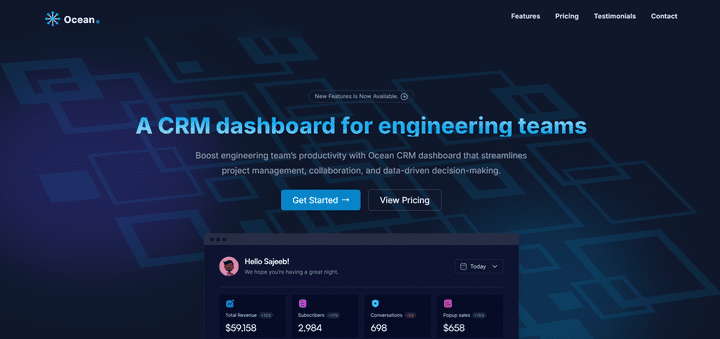 Ocean Landing Page