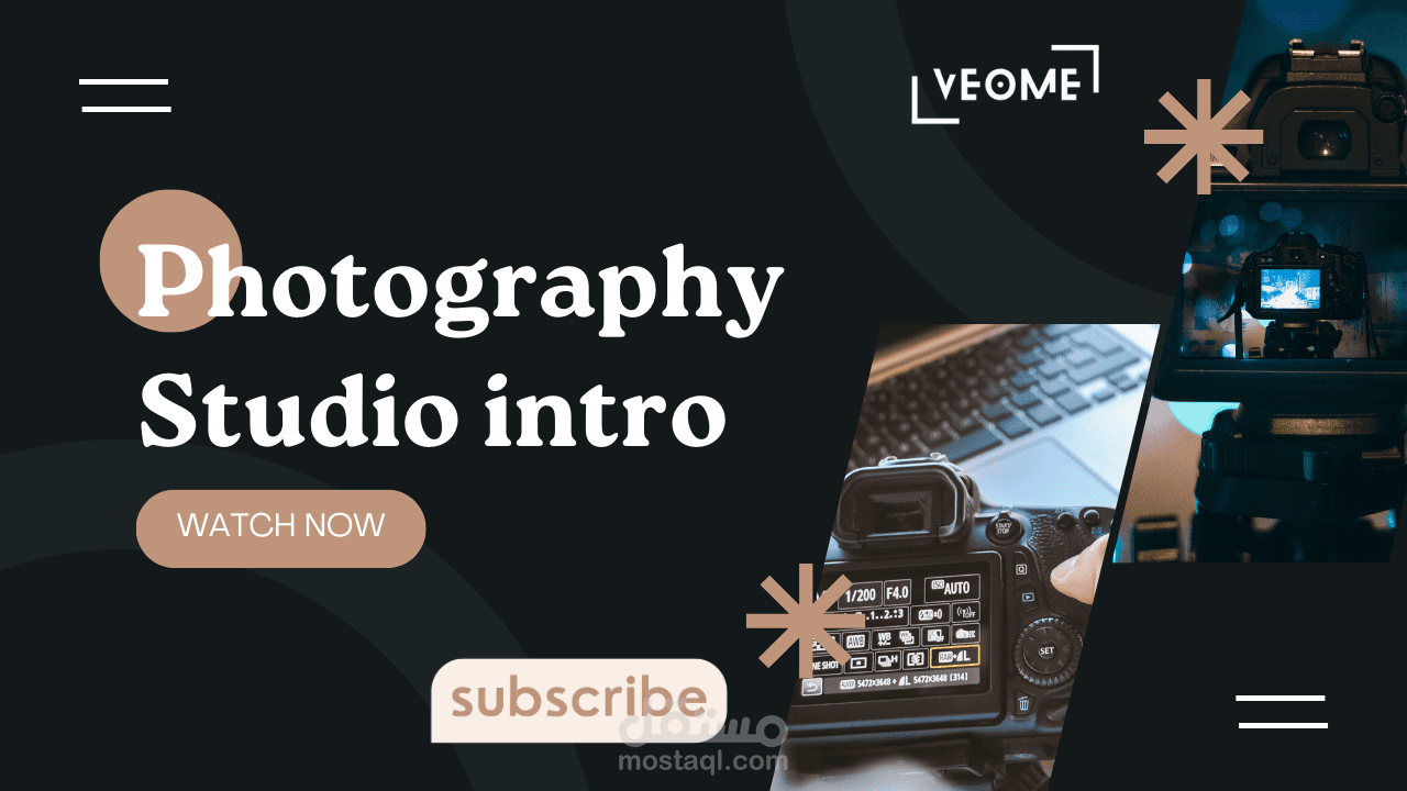 studio Photo is a unique intro template where your logo is photographed by a camera in studio lighting.