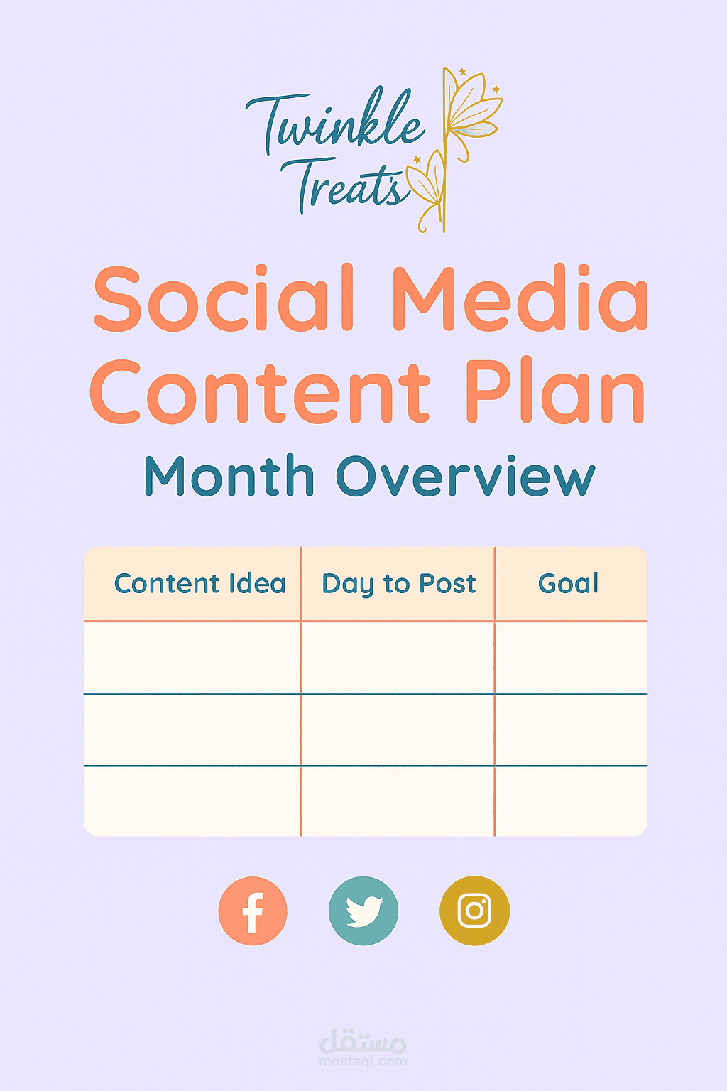Social Media Monthly Content Plan for "Twinkle Treats"