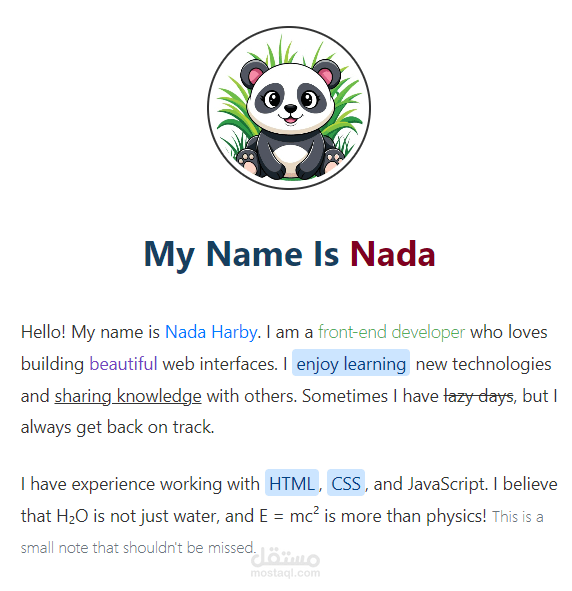 Card about nada