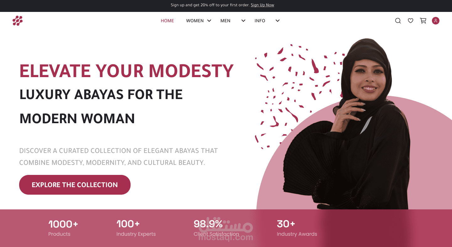 تصميم واجهة متجر عبايات إلكتروني (Abaya Store UI/UX)