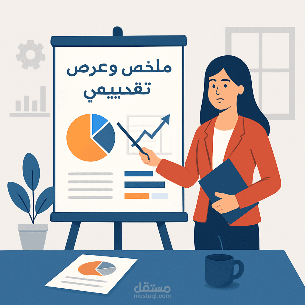 إعداد ملخصات وعروض تقديمية احترافية للمشاريع وتقديم افكار مشاريع