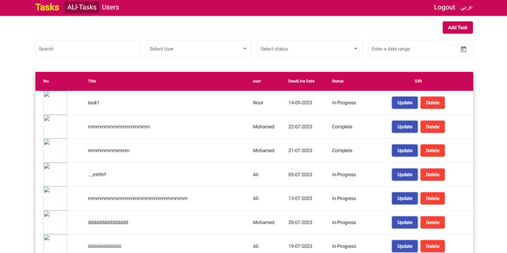 Tasks between admin and Employee (Admin side)