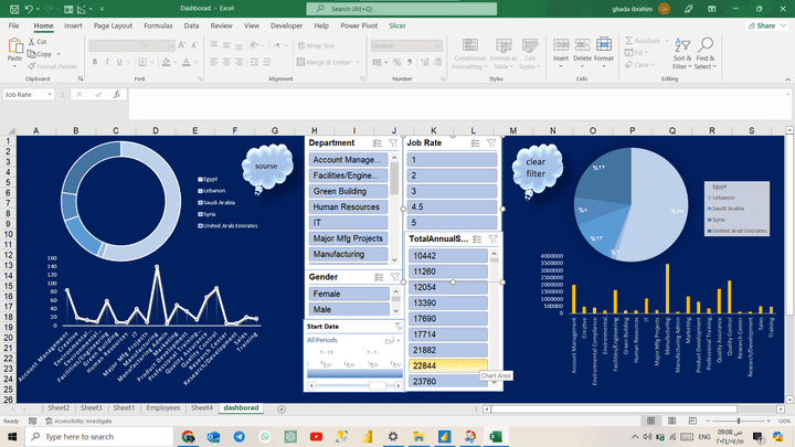 Dashborad باستخدام Excel