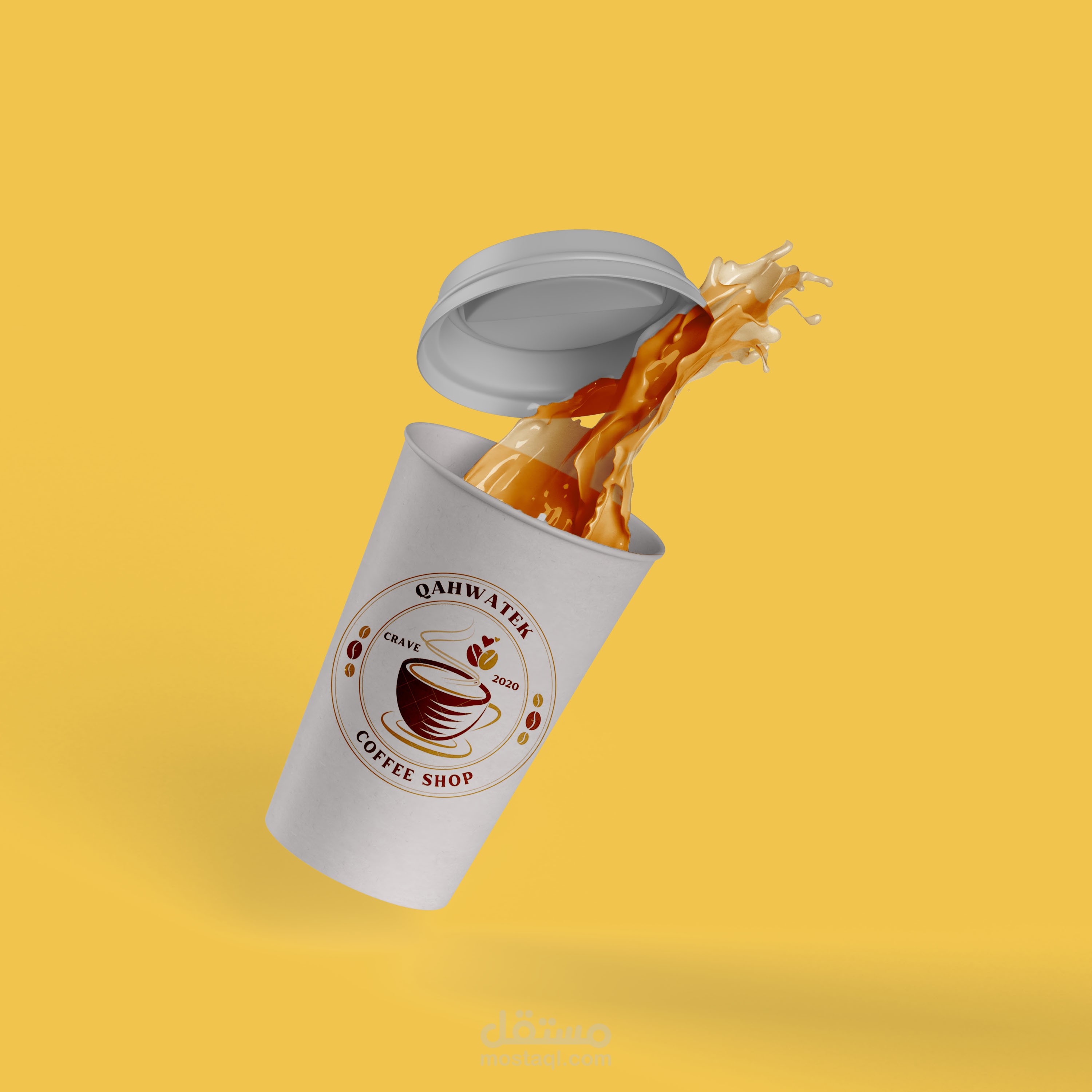 تصميم لوجو + mockup لمقهي+ الحقيبة الخاصة بالمقهي
