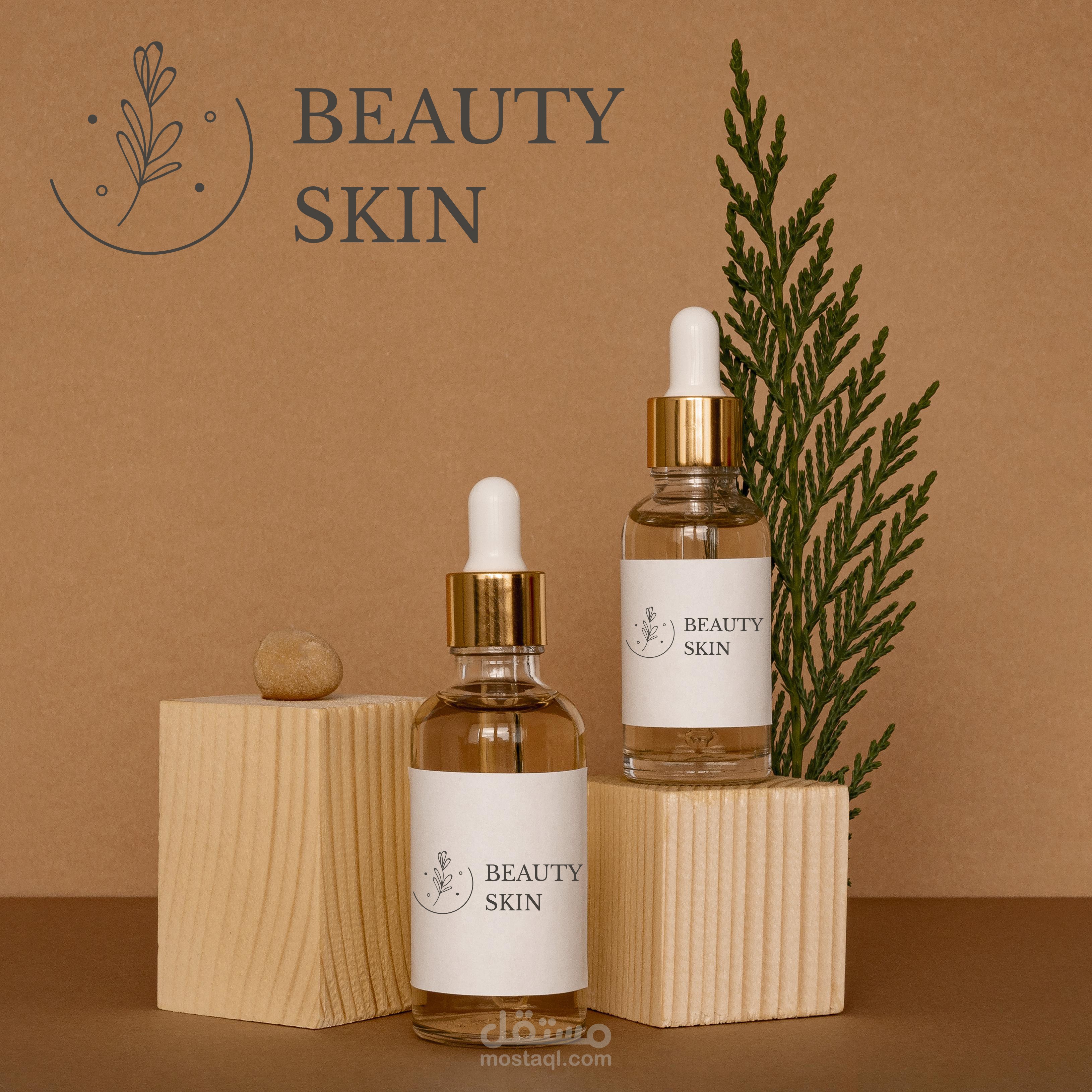 mockup لاعلان skin care serum المنتج طبيعي 100%