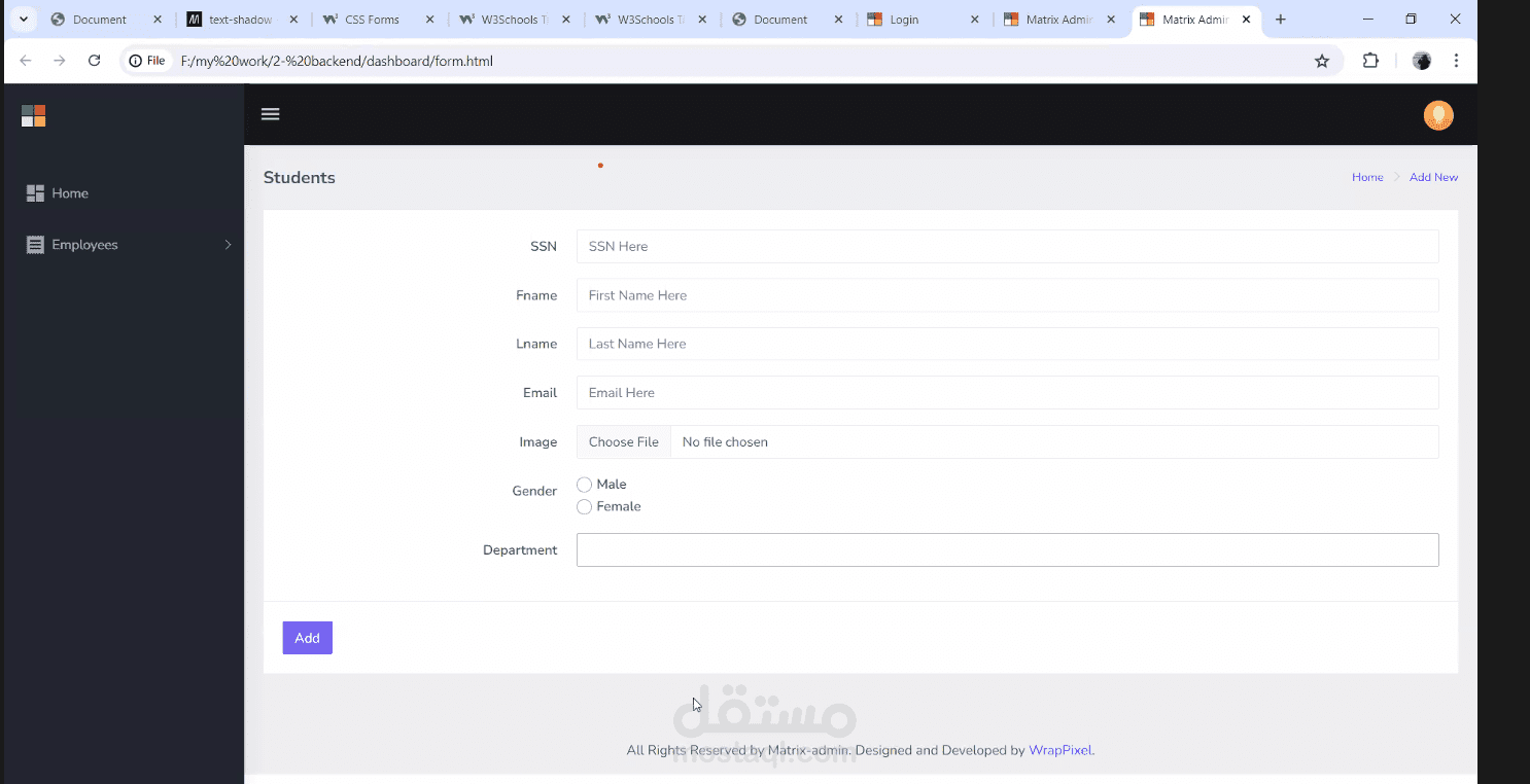 dashboard for admin