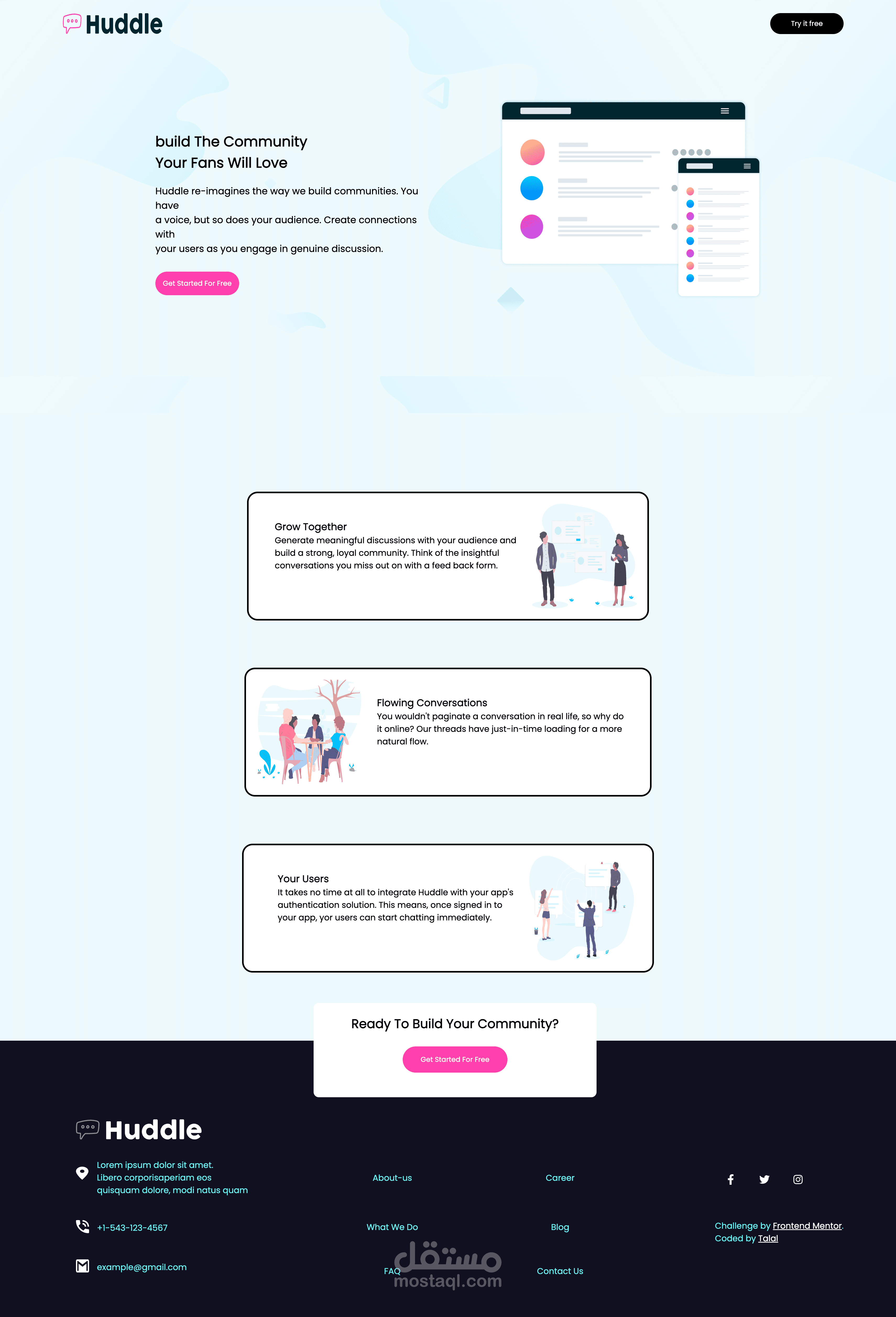 Huddle Landing Page