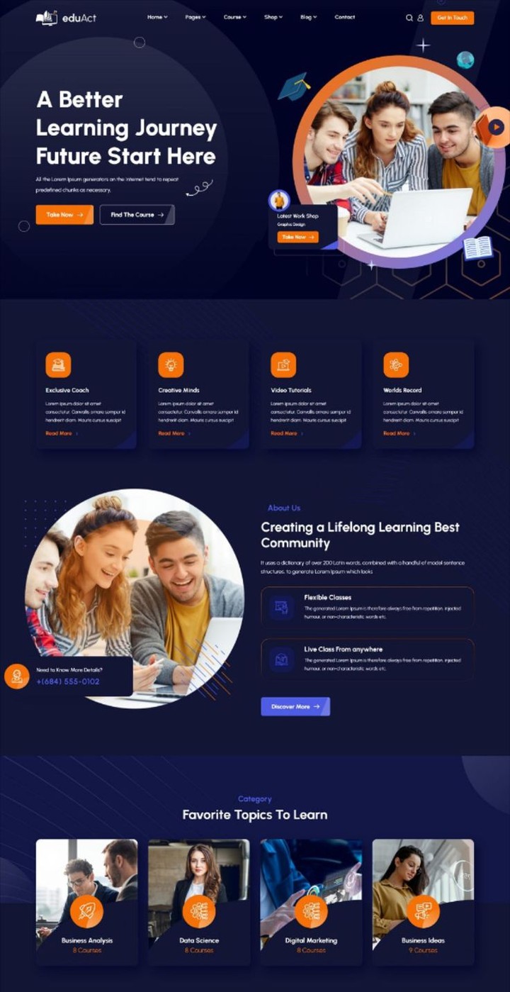 Professional educational landing page